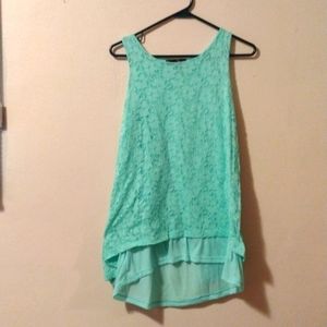 Teal lace tank